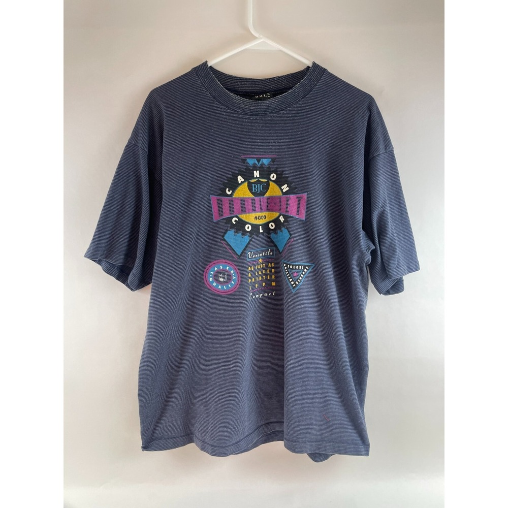Vintage SOLE T-Shirt Men's Size Large Blue Colored Ink Graphic Print Crew Neck